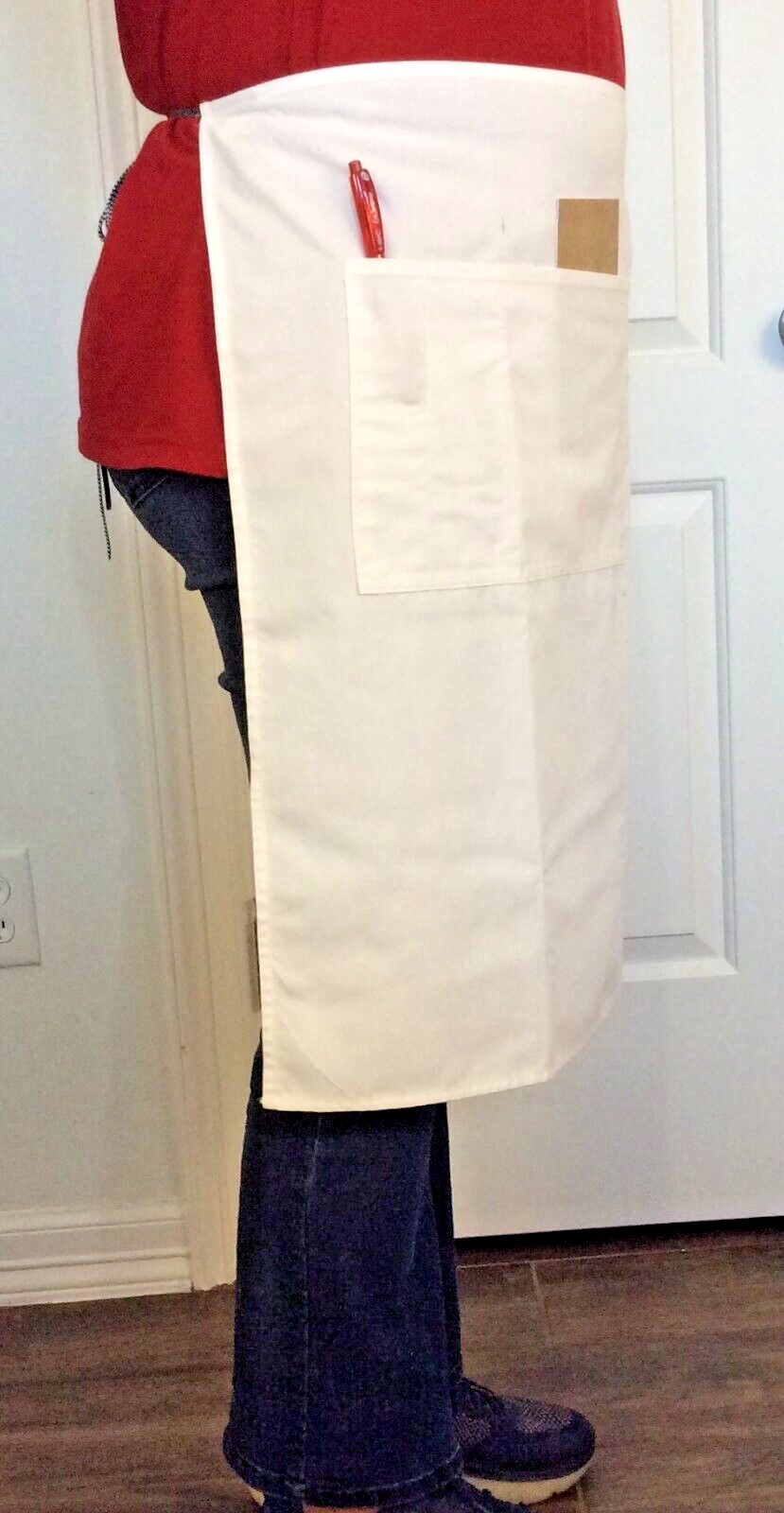 Lot Of 3 Restaurant Waiter Waitress Barista Half Bib 4-Pocket Apron White 30×25