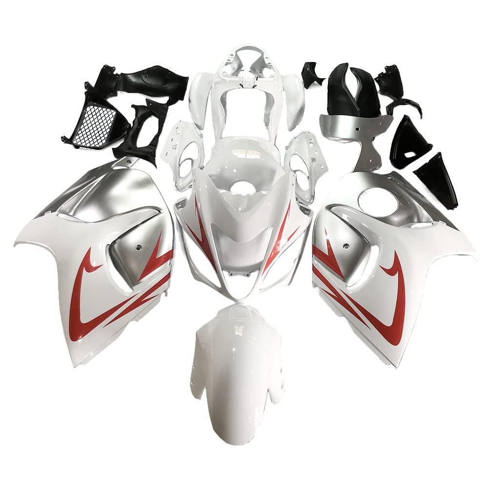 Injection Molded ABS Fairing Kit White Red Silver for Suzuki GSXR1300 2008-2020