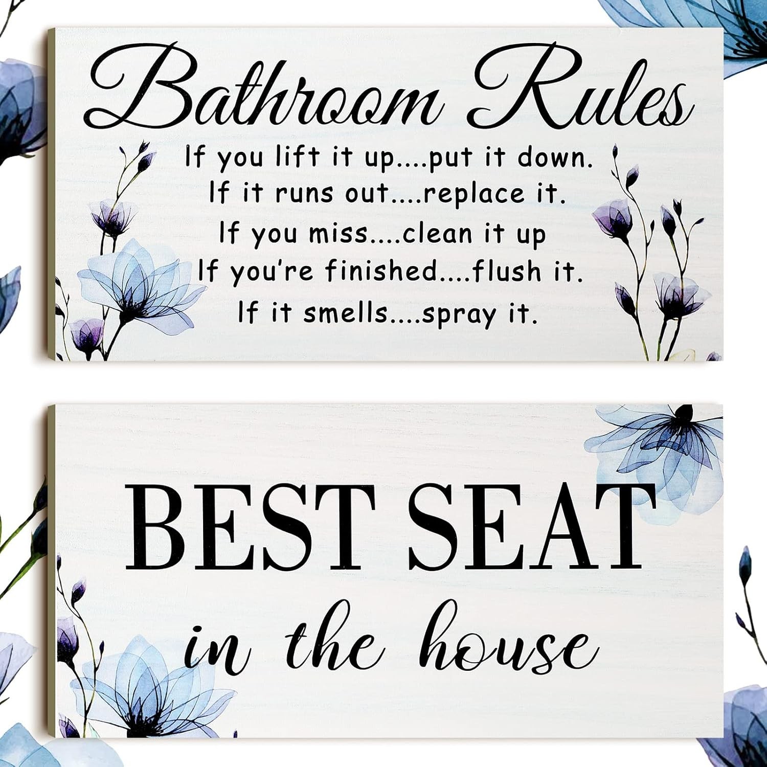 Jetec 2 Pieces Funny Bathroom Pictures Wall Sign Decor Farmhouse white, black