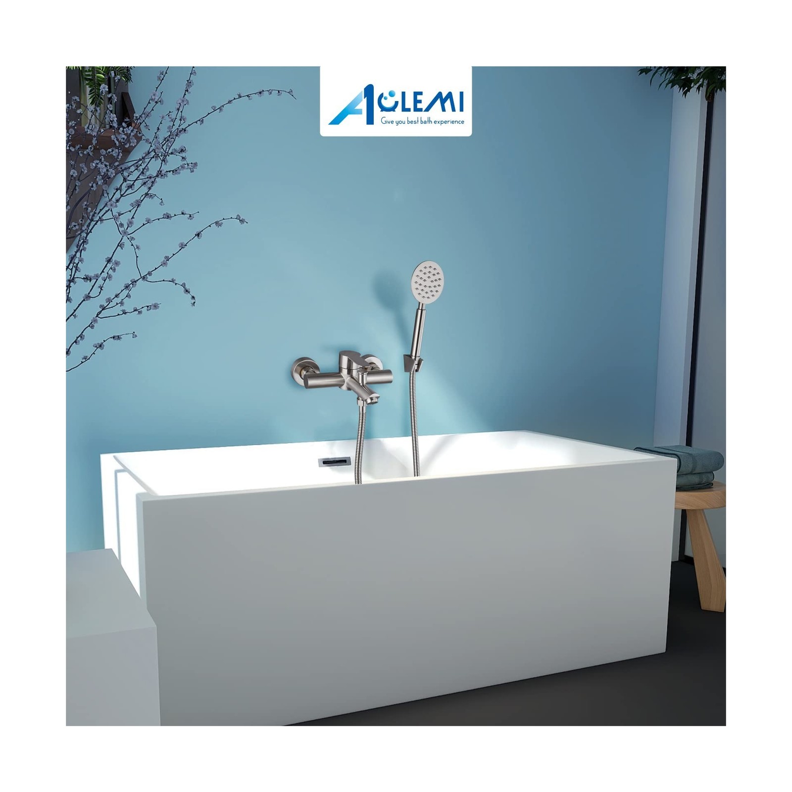Aolemi Brushed Nickel Bathtub Faucet Wall Mount Only Tub Filler with Handheld…