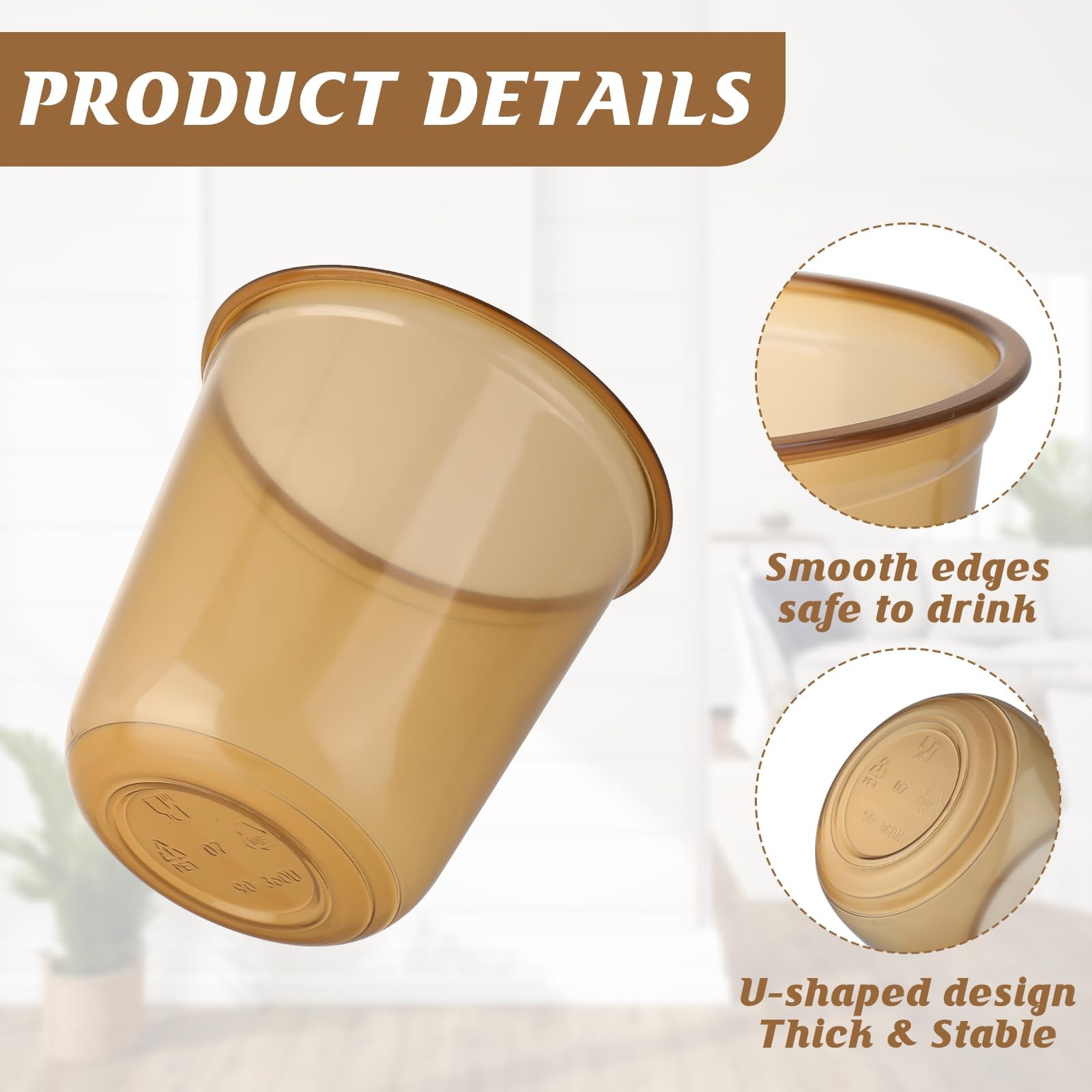 50pcs 12oz Disposable Stemless Glasses,PET Disposable Drinking Cups,Cold Part…