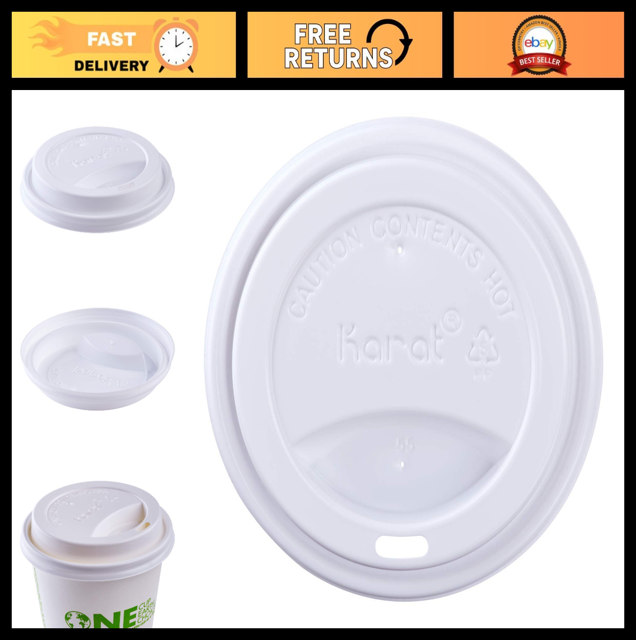 10-24 oz Sipper Dome Lid – White, Case of 1000, Perfect for Drinks & Events