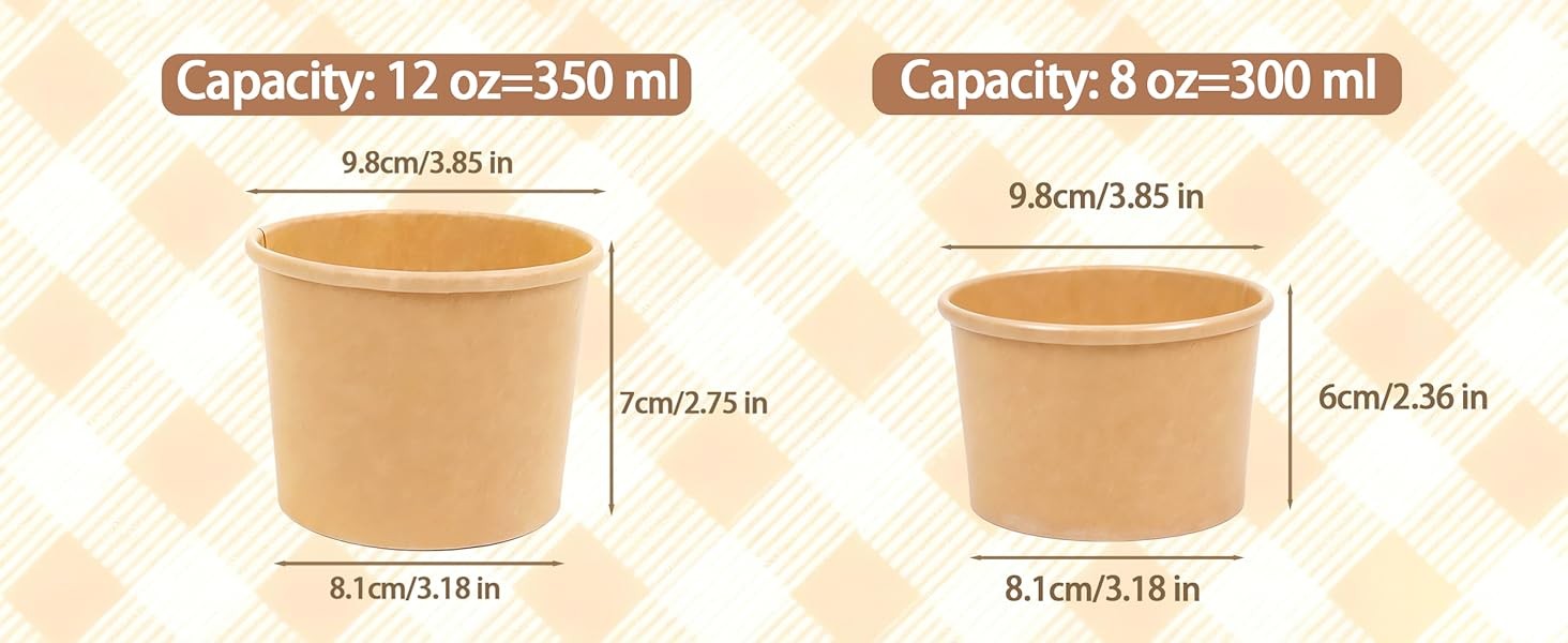 160 PCS Ice Cream Cups Disposable, 8 oz Paper Ice Cream Bowls, Soup Bowls for