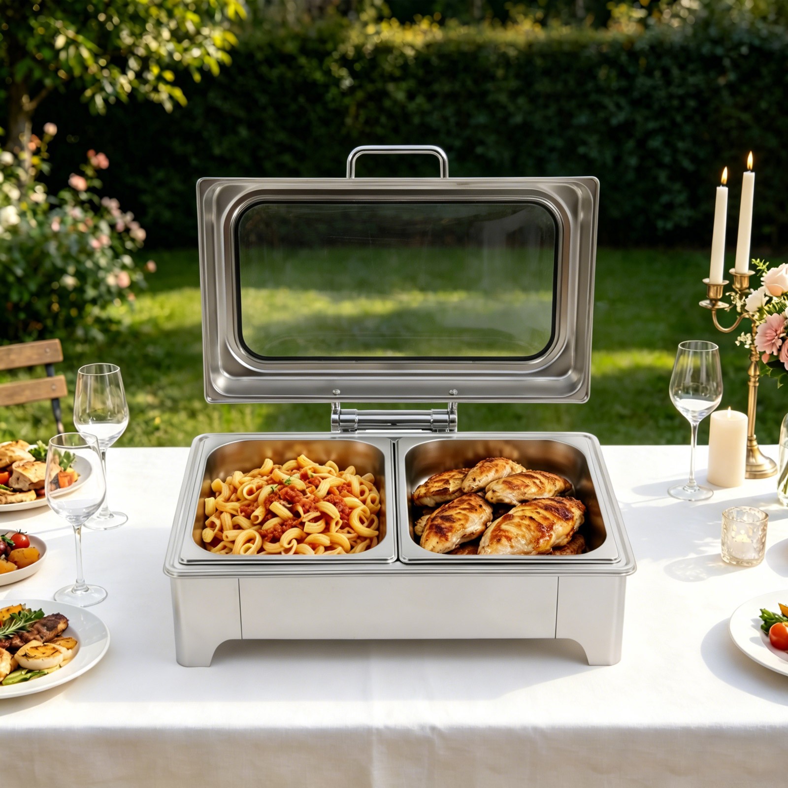 400W 9.5Qt Stainless Steel Chafing Dish Buffet Chaffing Server Chafing Dish New
